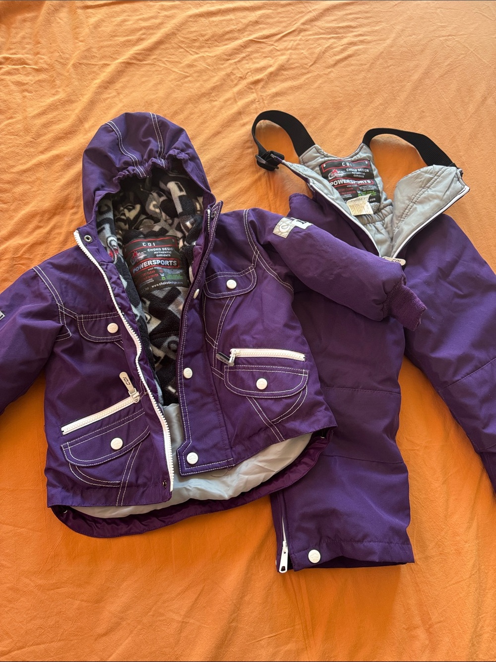Choko toddler 3 Purple Winter Jacket and Bib Overalls Set